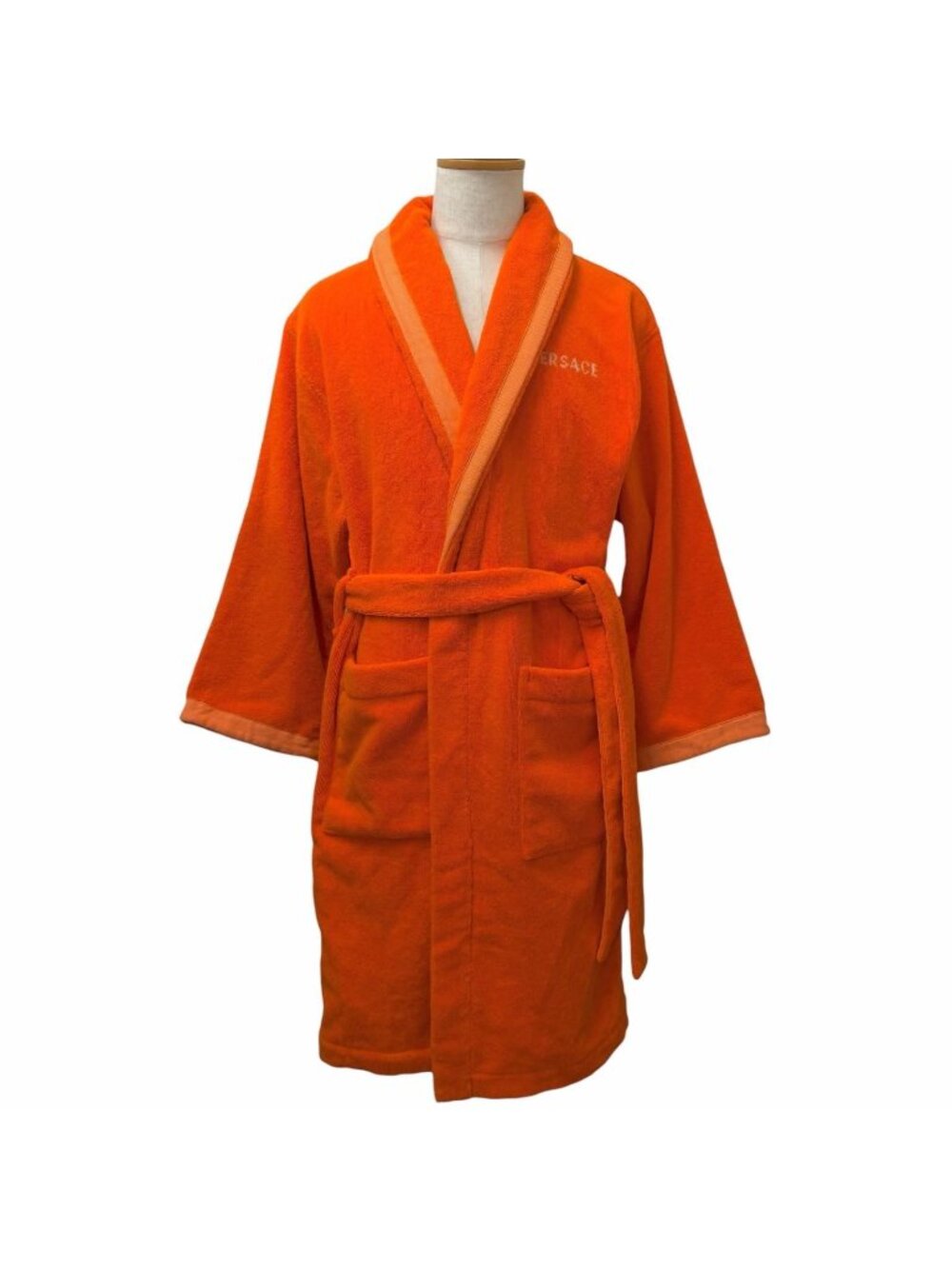 Versace Cotton Teri Jacquard Bathrobe Medusa Gown Coat Orange